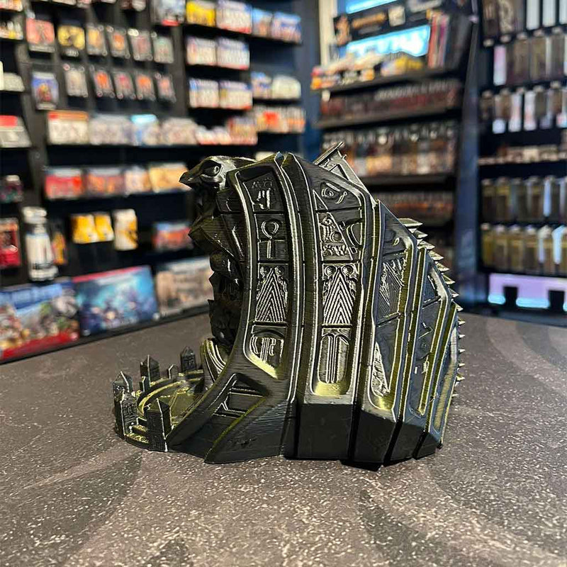 3D Printed Dice Tower - Pharaoh Skull (Green/Black)