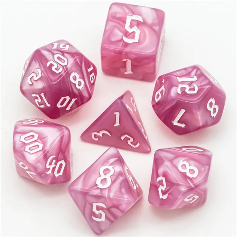 Pinkie Pie - 7 Piece Runic Polyhedral Dice Set + Dice Bag