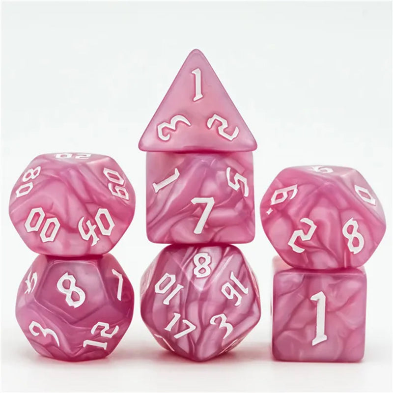 Pinkie Pie - 7 Piece Runic Polyhedral Dice Set + Dice Bag