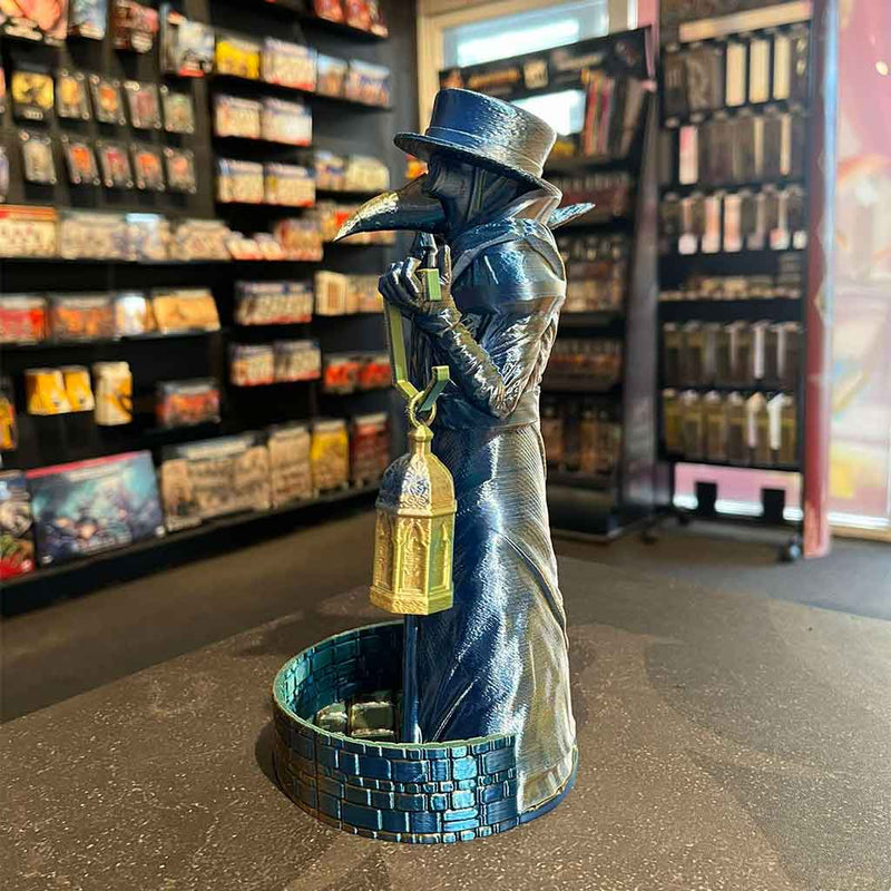 3D Printed Dice Tower - Plague Doctor (Blue/Green/Yellow)