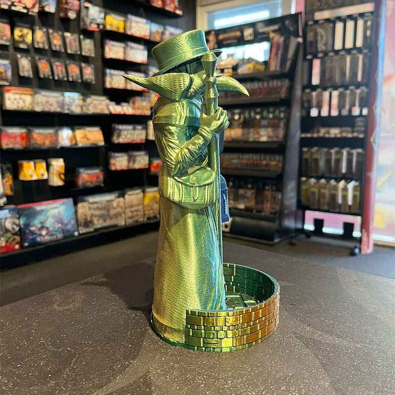 3D Printed Dice Tower - Plague Doctor (Blue/Green/Yellow)