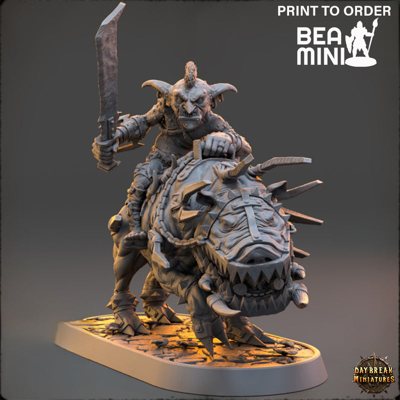 Myneer Augolf da Tredzle-Mounted on Grackus | BeaMini Print to Order Miniatures