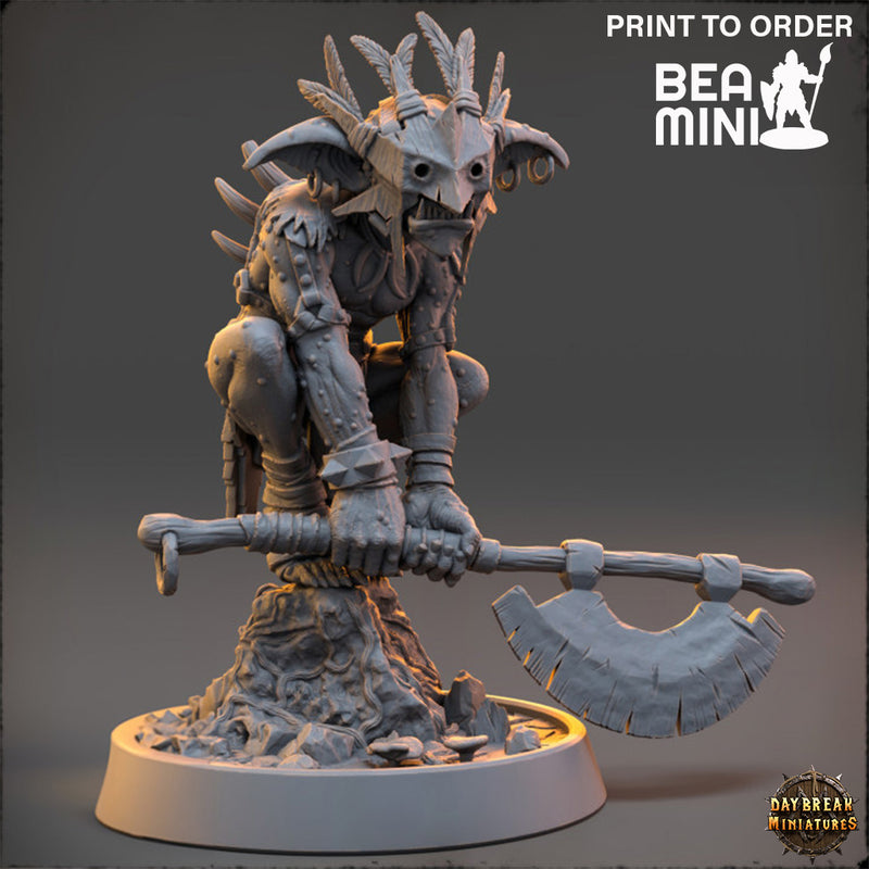 Roop da Tredzle - Goblin Barbarian | BeaMini Print to Order Miniatures