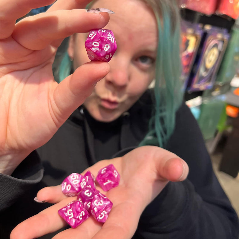 Rosé All Day 7 Piece Polyhedral Dice Set + Dice Bag