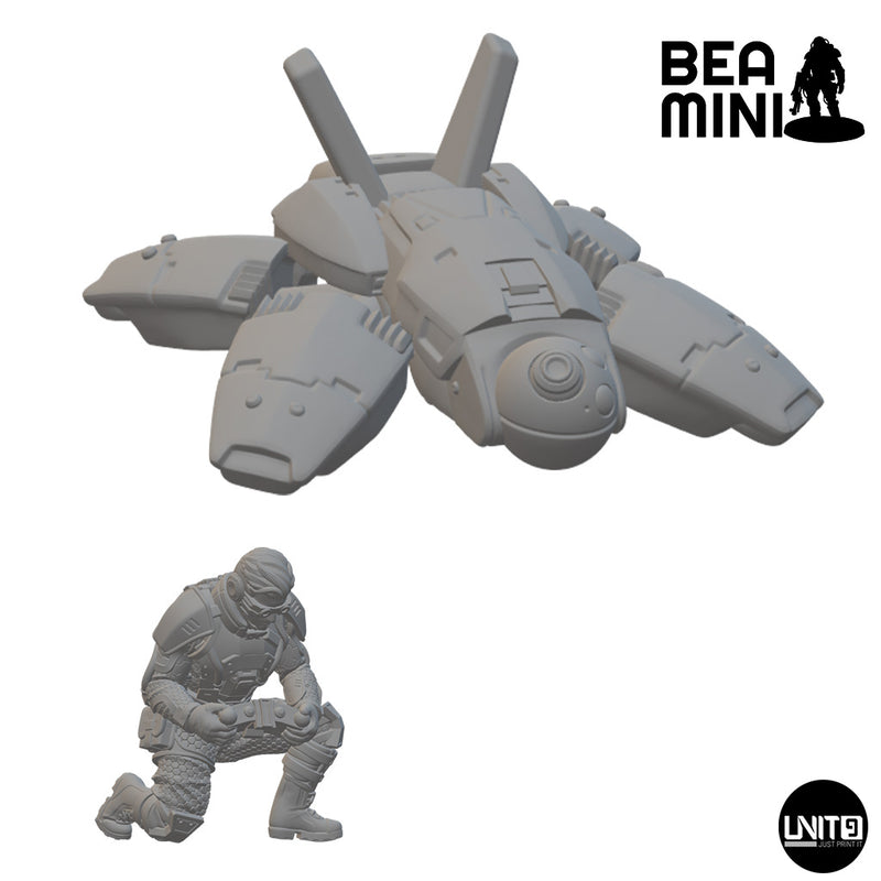 Grid Hunter Drone & Operator | BeaMini Print to Order Miniatures