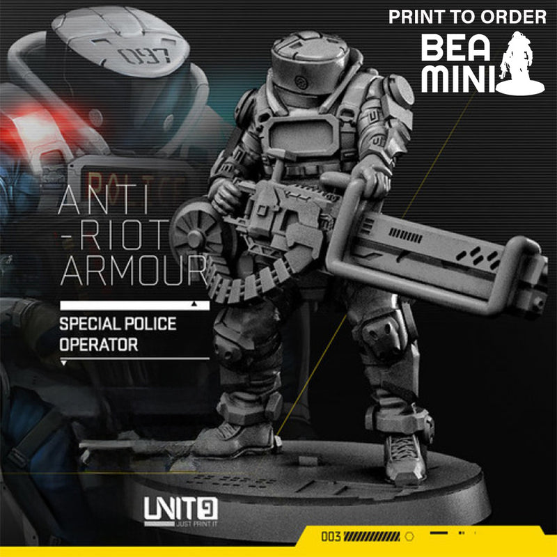 Anti-Riot Armour Special Police Operator | BeaMini Print to Order Miniatures