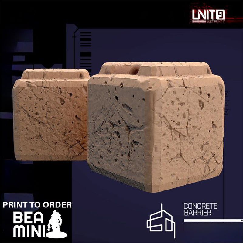 Concrete Barrier (2 Barriers) | BeaMini Print to Order Miniatures