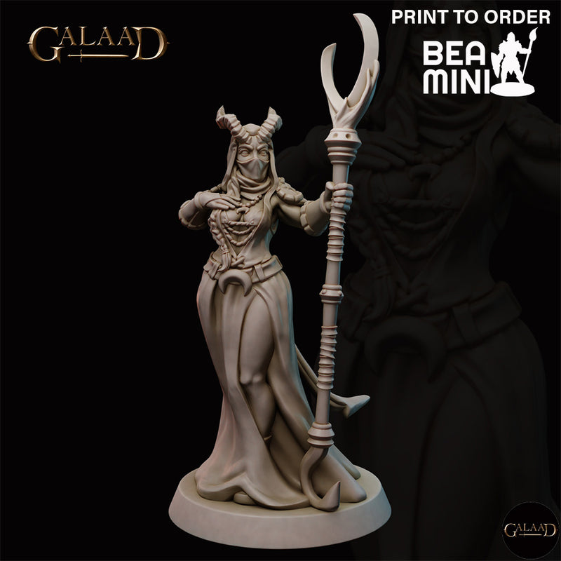 Tiefling Female Wizard | BeaMini Print to Order Miniatures