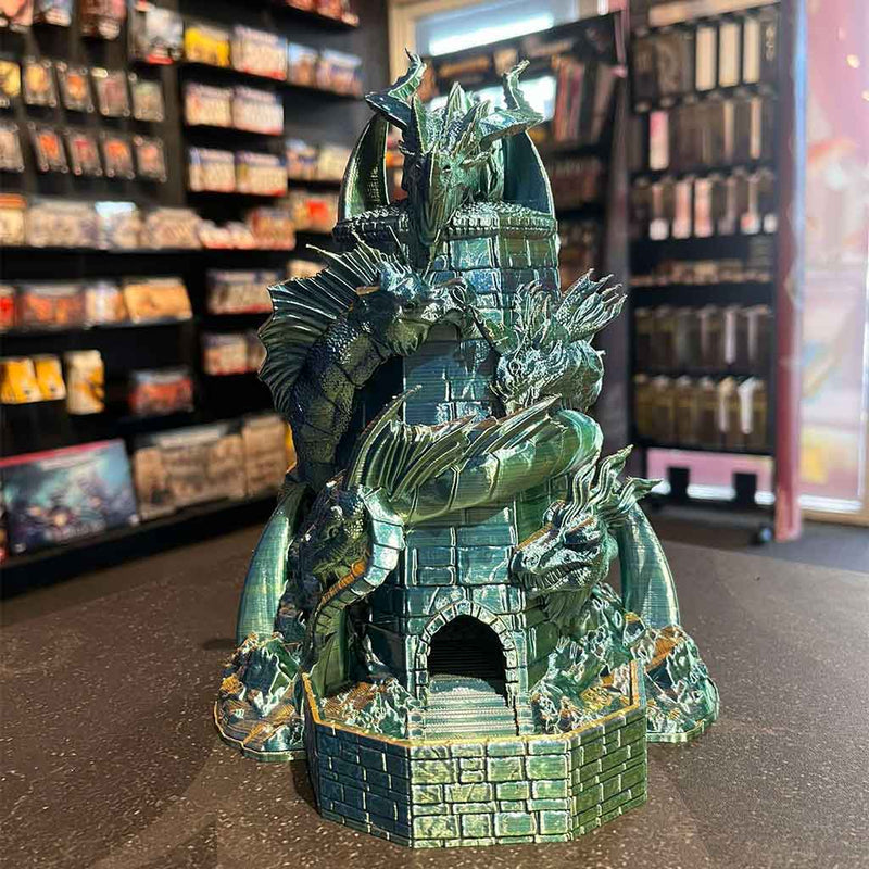 3D Printed Dice Tower - Tiamat (Blue/Green/Peach)