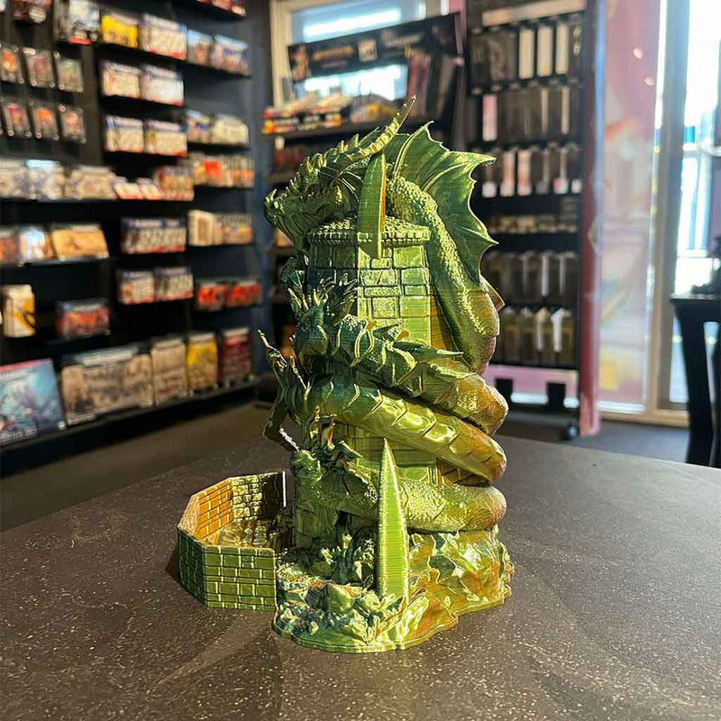 3D Printed Dice Tower - Tiamat (Blue/Green/Peach)