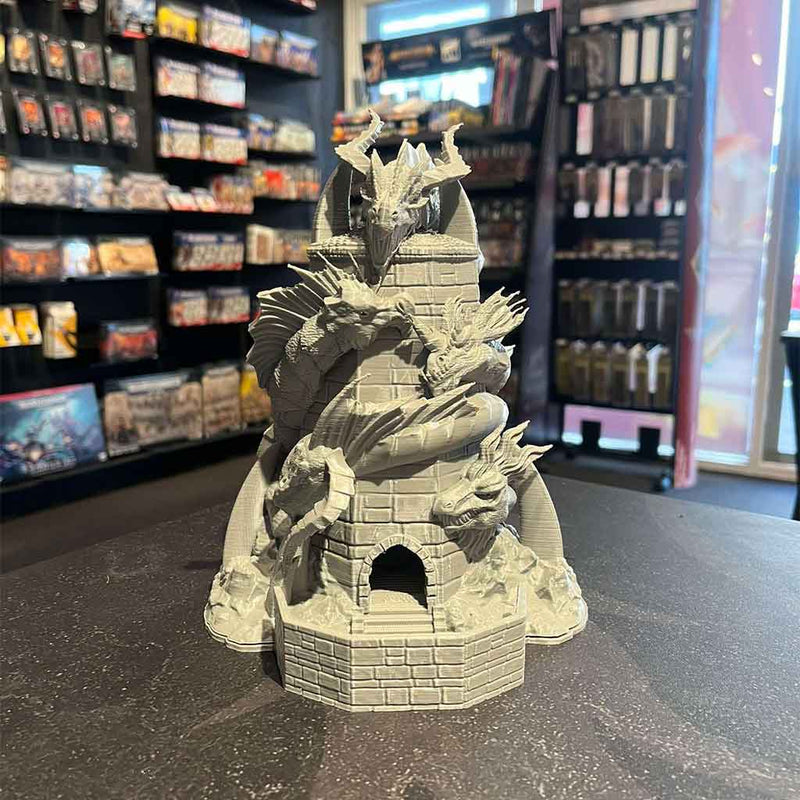 3D Printed Dice Tower - Tiamat (Grey)