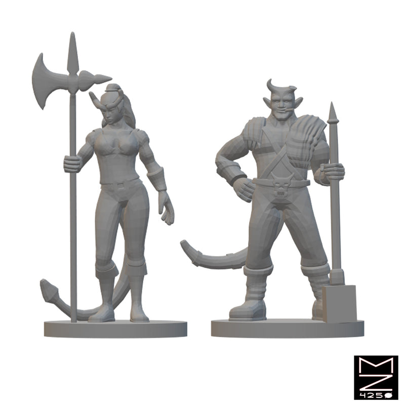 Tiefling Barbarians | BeaMini Unpainted RPG Miniatures