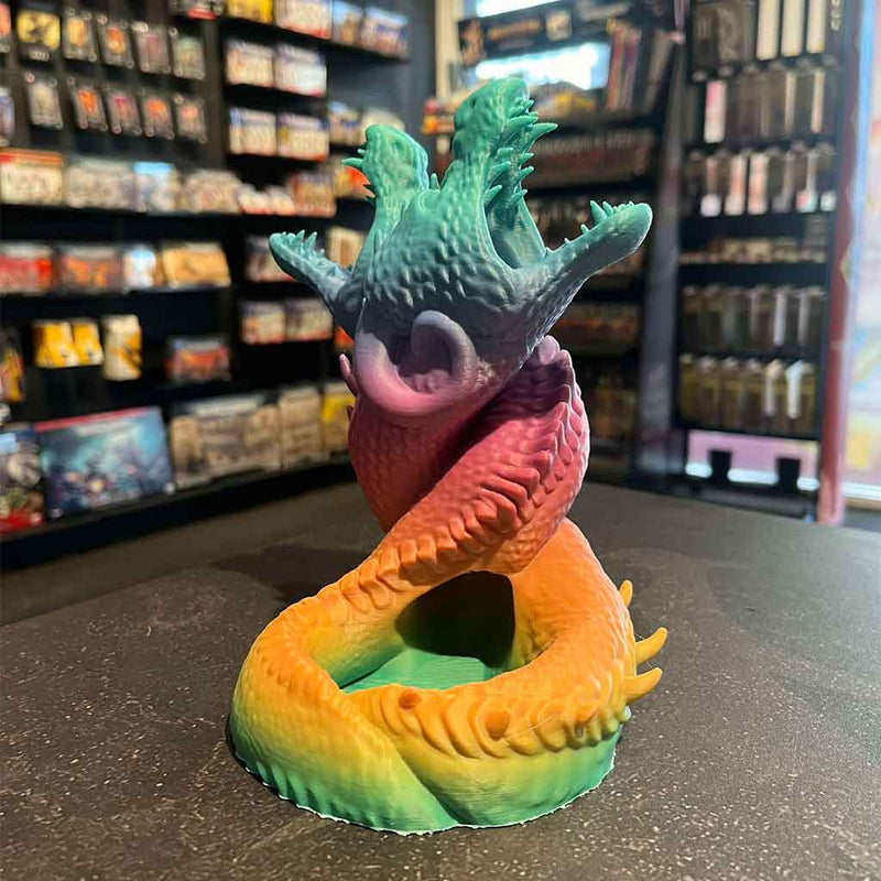 3D Printed Dice Tower - Dueling Dragons (Matte Rainbow)