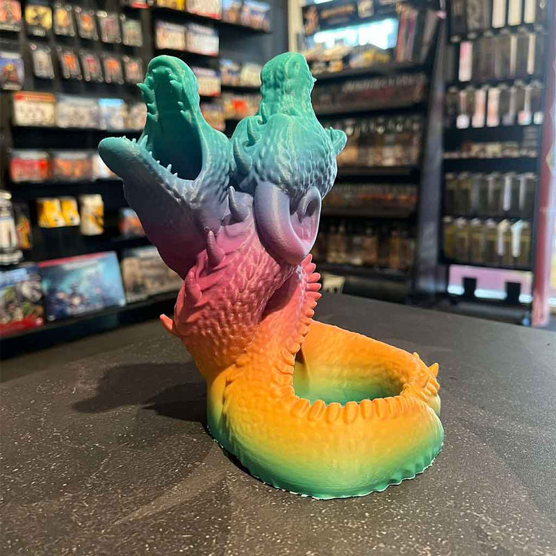 3D Printed Dice Tower - Dueling Dragons (Matte Rainbow)