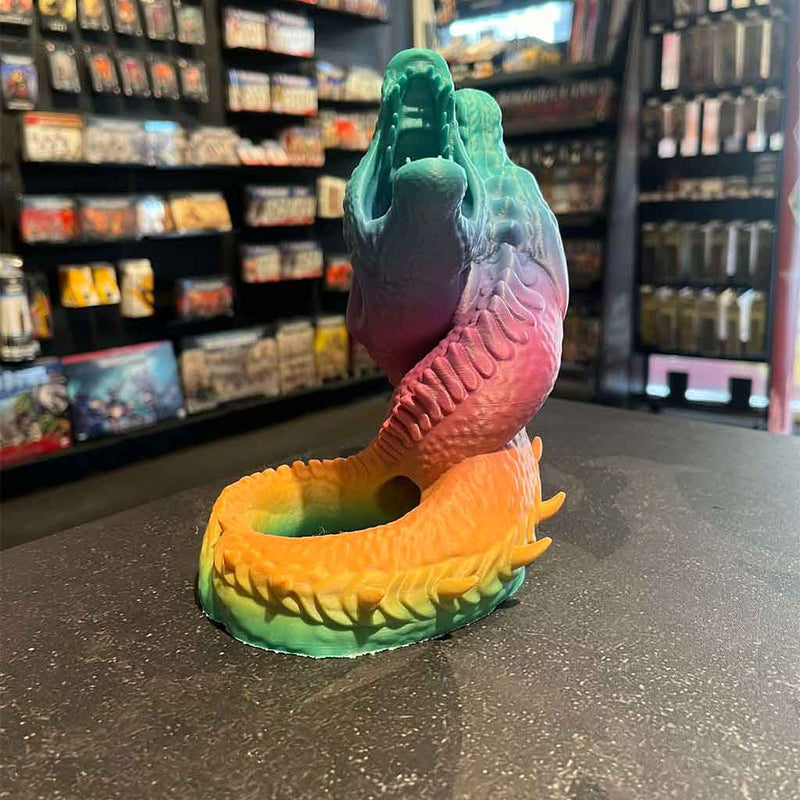 3D Printed Dice Tower - Dueling Dragons (Matte Rainbow)