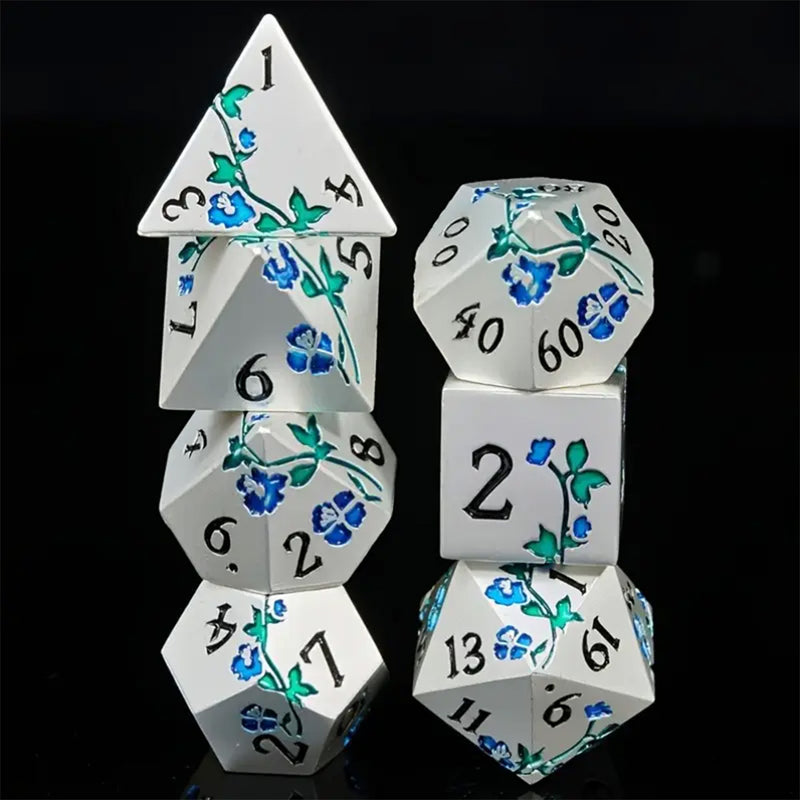 Forget Me Not - 7 Piece Metal Polyhedral Dice Set