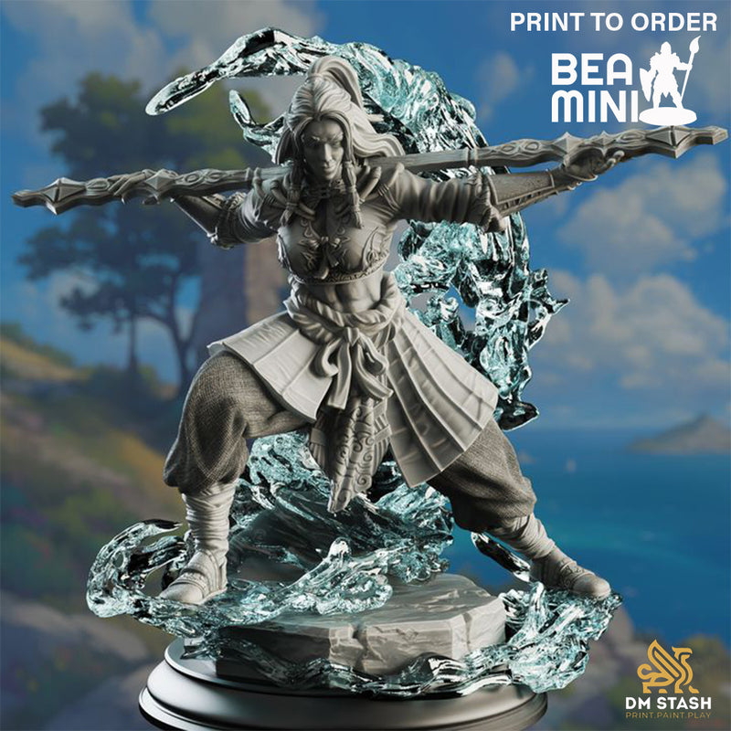 Water Genasi Elements Monk - Kitarlia | BeaMini Print to Order Miniatures