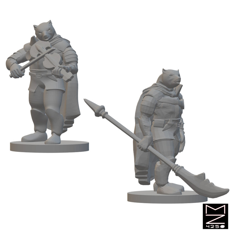 Werebear Knight & Bard | BeaMini Unpainted RPG Miniatures