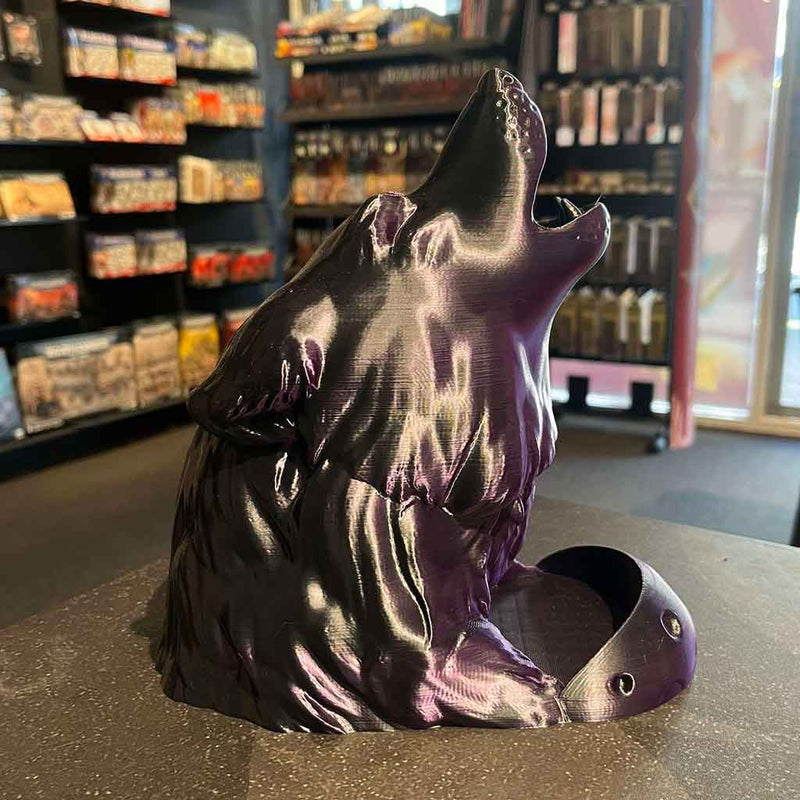 3D Printed Dice Tower - Wolf (Black/Purple)