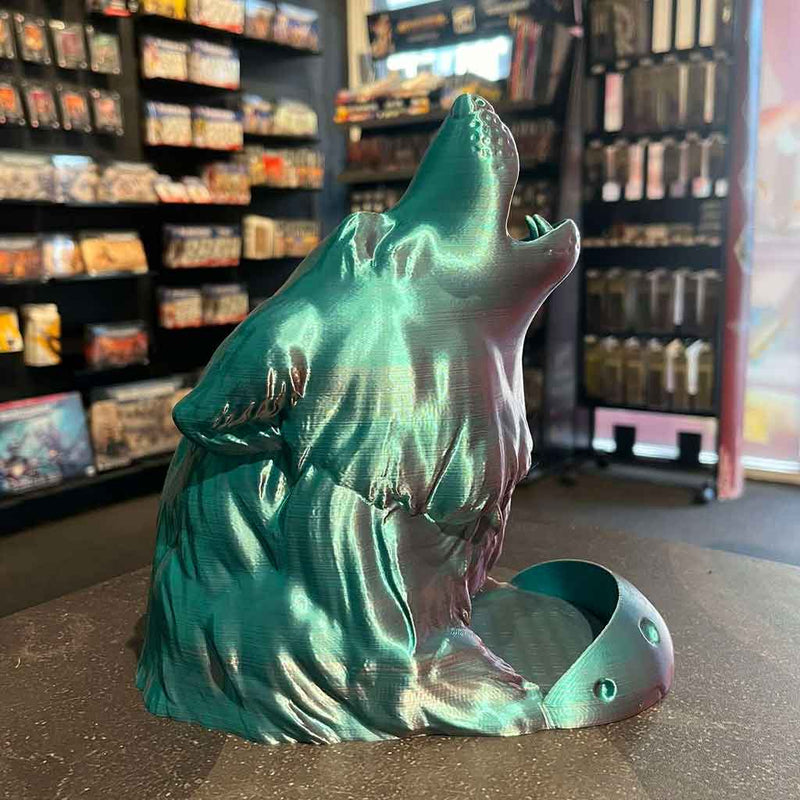 3D Printed Dice Tower - Wolf (Pink/Teal)