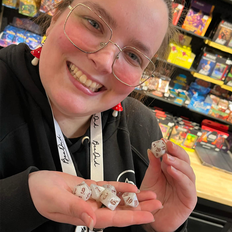 White Wyrm - 7 Piece Polyhedral Dice Set + Dice Bag