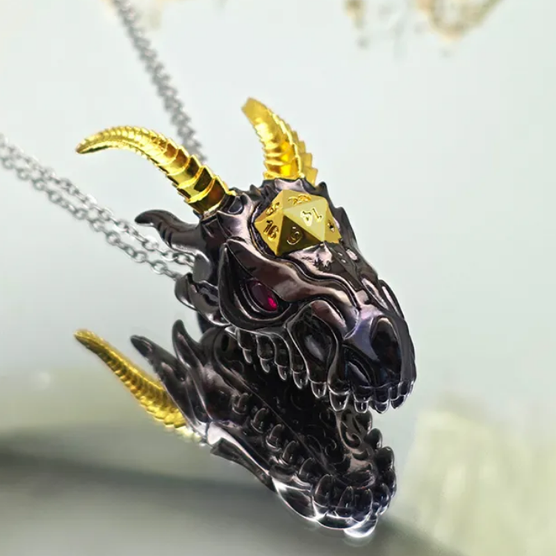 Dragon Dice Necklace  (Mini Metal Dice in Necklace Case)