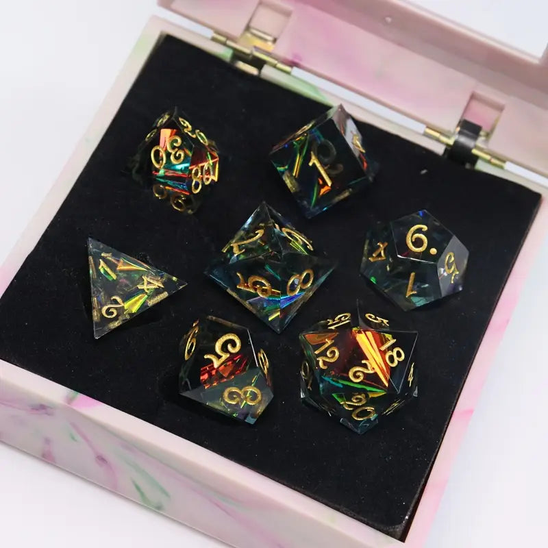 Leadlight  - Handcrafted Sharp Edge Dice Set & Dice Case