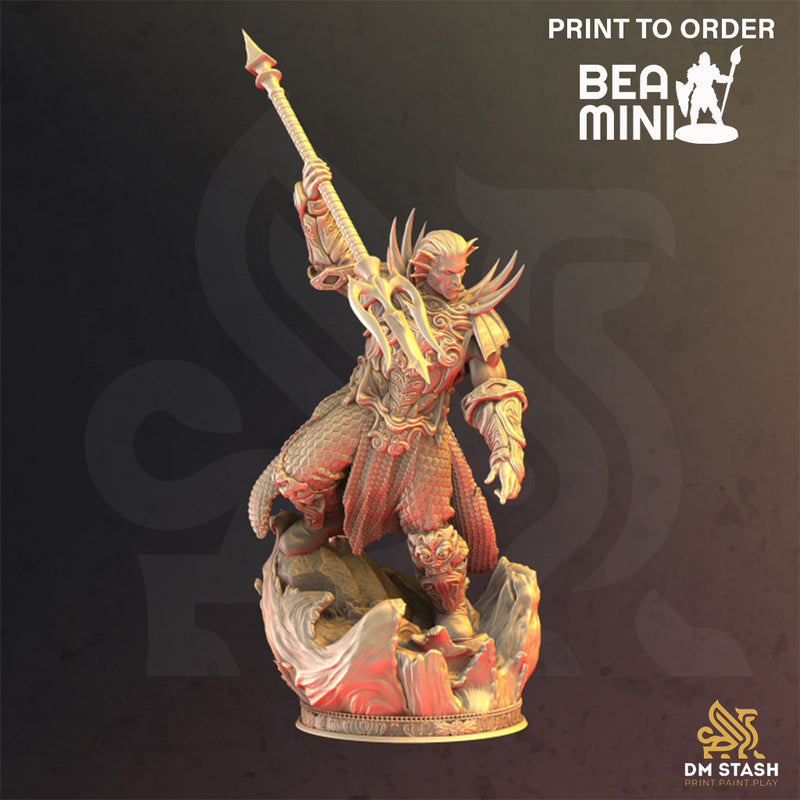 Torrent - Water Genasi Fighter | BeaMini Print to Order Miniatures