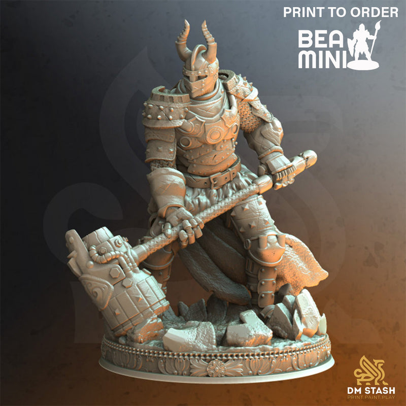 Barnard Mjolnir - Human Fighter | BeaMini Print to Order Miniatures