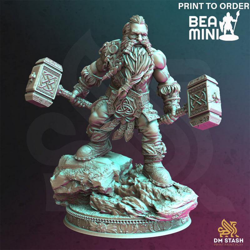 Mathias - Dwarf Barbarian | BeaMini Print to Order Miniatures