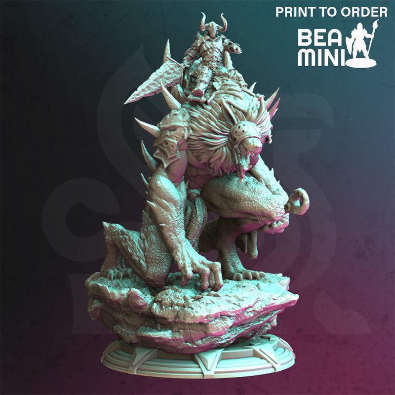 Werewolf Mounted Death Knight - Morian | BeaMini Print to Order Miniatures