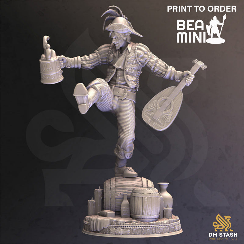 Half-Elf Bard - Brekken the Bodacious | BeaMini Print to Order Miniatures