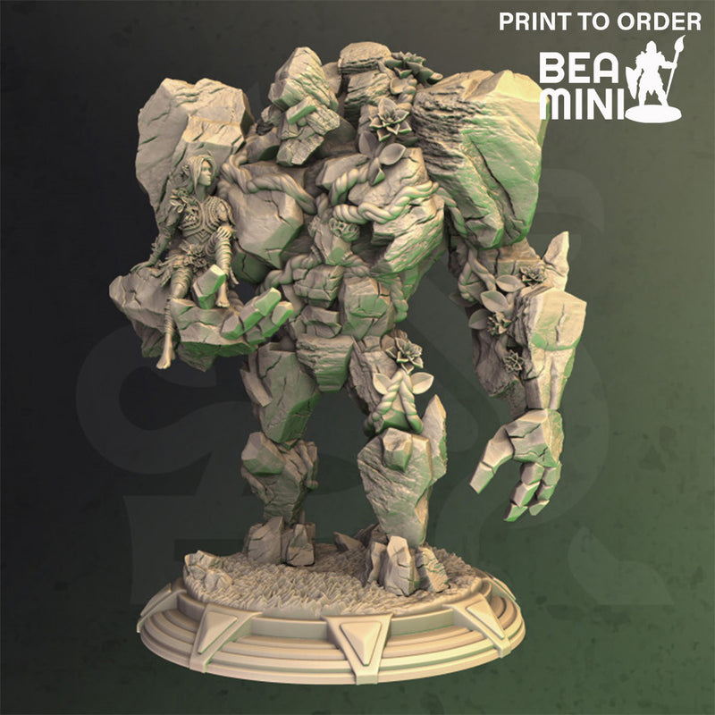 Elven Druid & Her Rock Golem - Verina and Lazlus | BeaMini Print to Order Miniatures