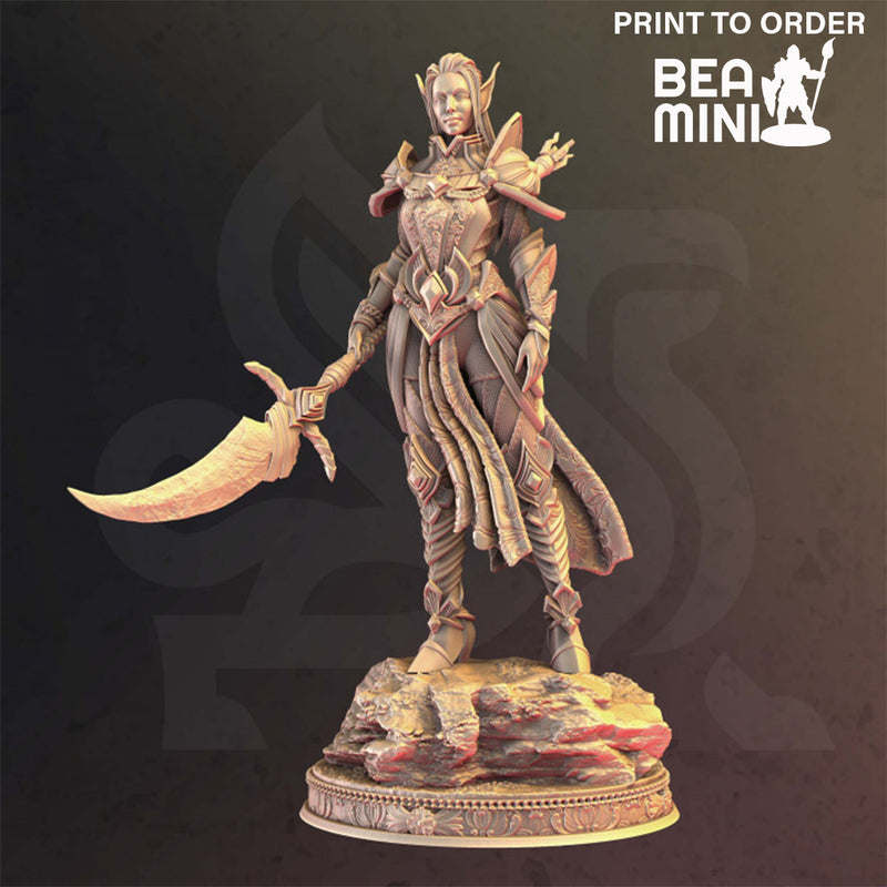 Tyriana - Elven Paladin | BeaMini Print to Order Miniatures