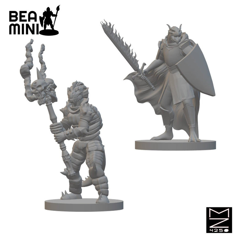 Dragonborn Warriors | BeaMini Unpainted RPG Miniatures