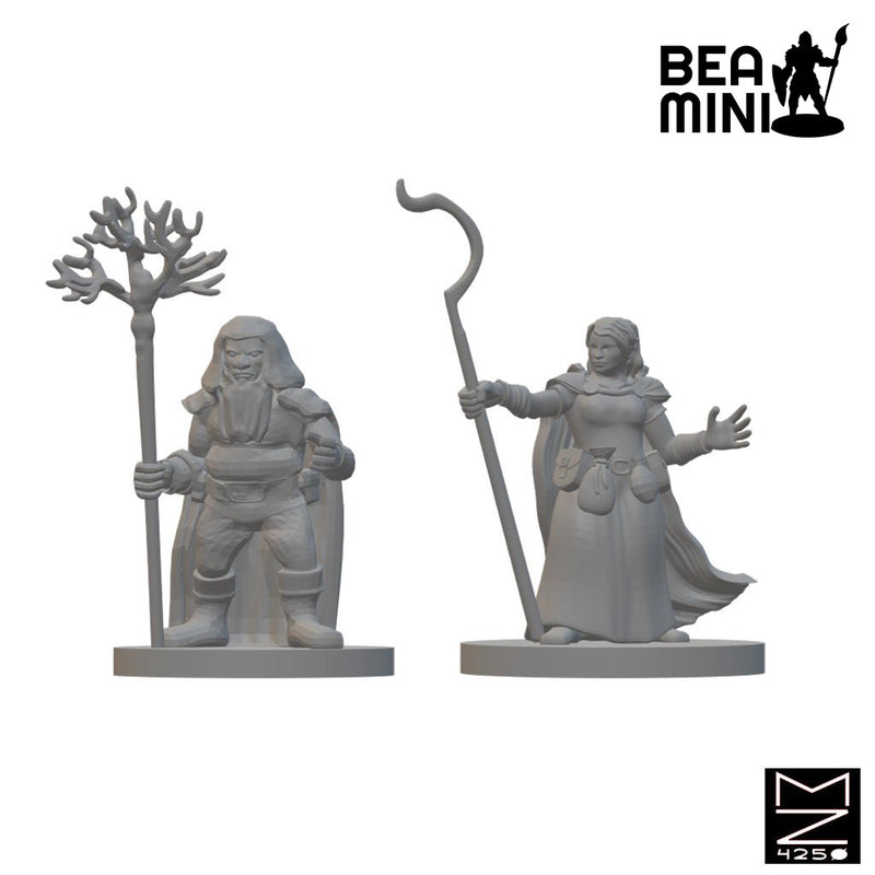 Dwarf Druids | BeaMini Unpainted RPG Miniatures