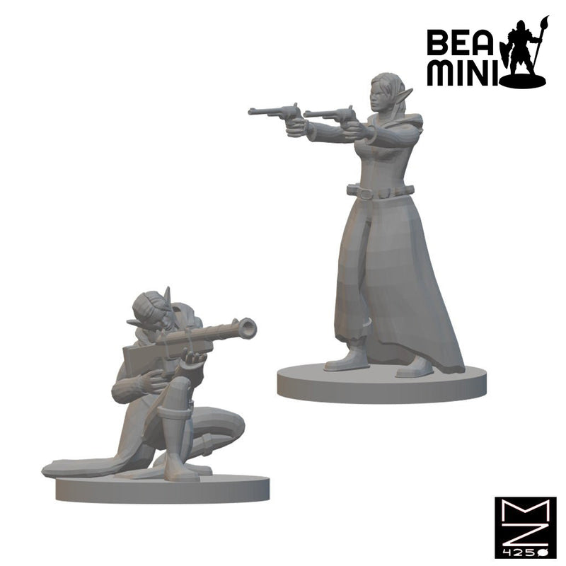 Elven Gunslingers | BeaMini Unpainted RPG Miniatures