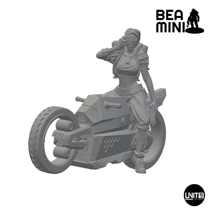 Sophia Powell on Motorbike | BeaMini Print to Order Miniatures