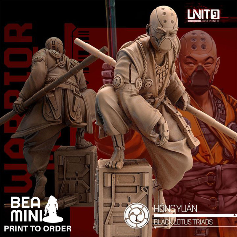 HouHong Yuan - Black Lotus Triad Warrior Monks | BeaMini Print to Order Miniatures