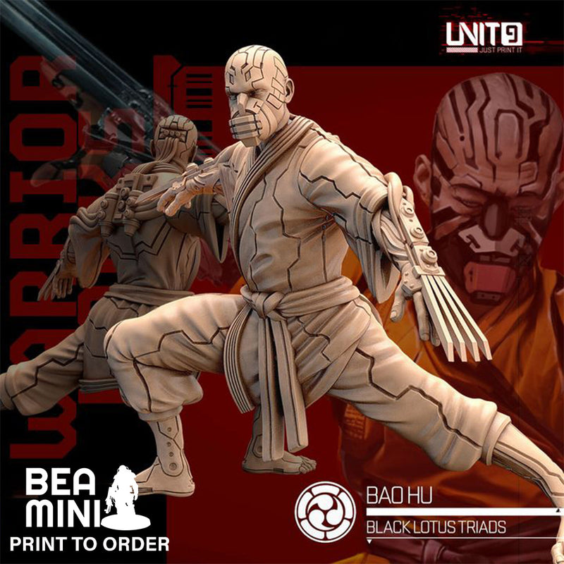 Bao Hu - Black Lotus Triad Warrior Monks | BeaMini Print to Order Miniatures