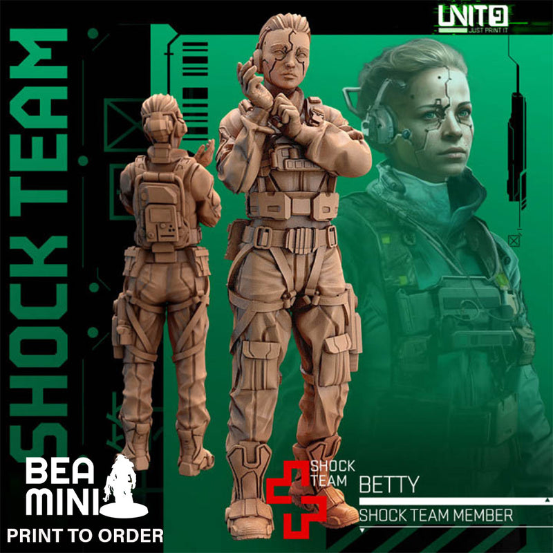 Betty - Shock Team Member | BeaMini Print to Order Miniatures