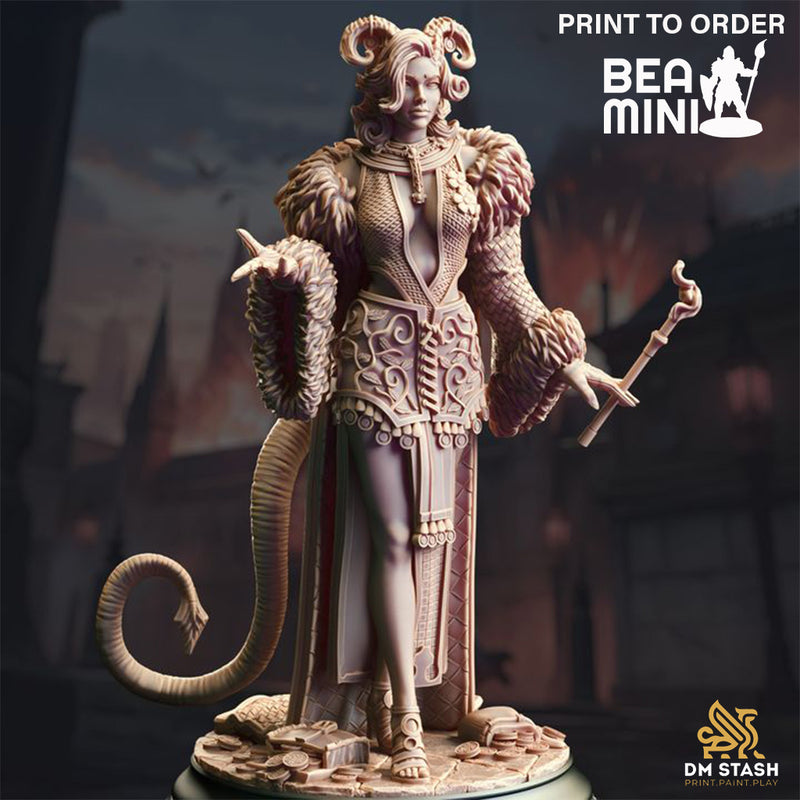 Madame Octavia - Tiefling Sorceress | BeaMini Print to Order Miniatures