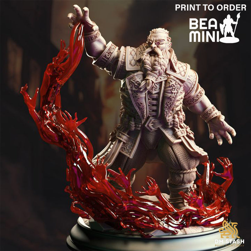 Korgrin Bloodstone - Dwarven Bloodmage | BeaMini Print to Order Miniatures