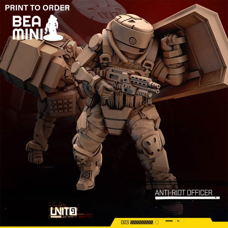 Anti-Riot Police Officer | BeaMini Print to Order Miniatures