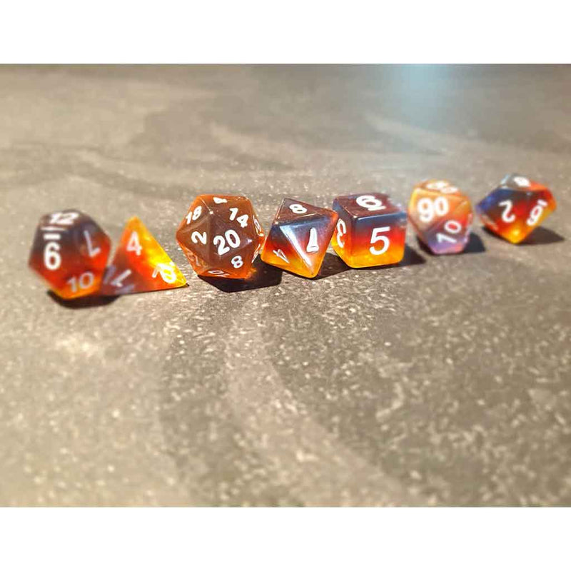 Alien Sunset - 7 Piece Polyhedral Dice Set + Dice Bag - Bea DnD Games