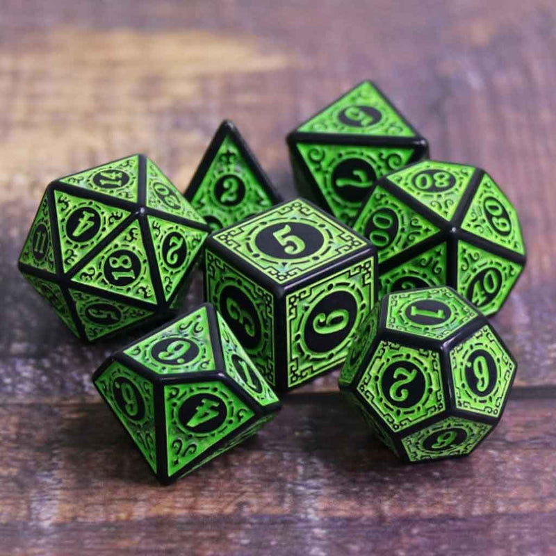 Arboreal Power - 7 Piece Polyhedral Dice Set + Dice Bag - Bea DnD Games