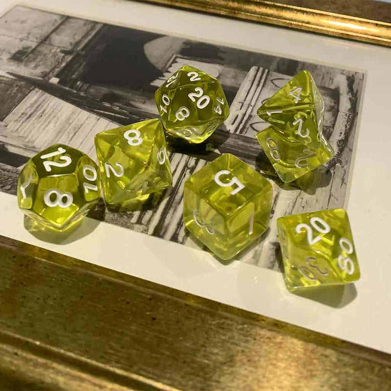 Divine Essence - 7 Piece Polyhedral Dice Set + Dice Bag - Bea DnD Games