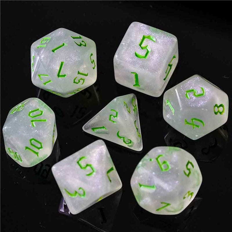 Druidic Runes - 7 Piece Runic Polyhedral Dice Set + Dice Bag - Bea DnD Games