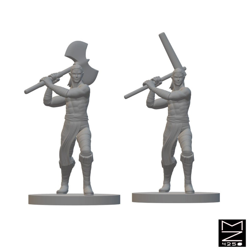 Elf Barbarians | BeaMini Unpainted RPG Miniatures - Bea DnD Games