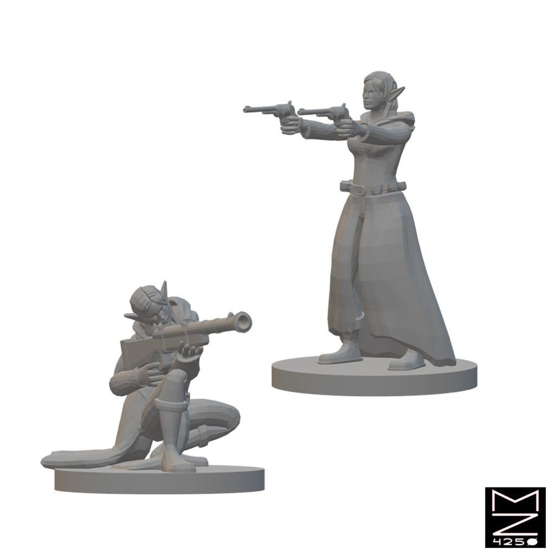 Elven Gunslingers | BeaMini Unpainted RPG Miniatures - Bea DnD Games